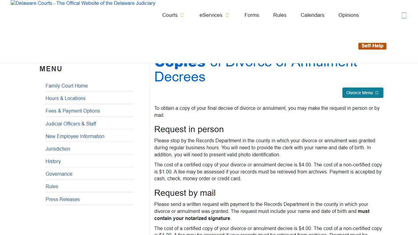 Divorce/Annulment - Family Court - Delaware Courts - State of Delaware