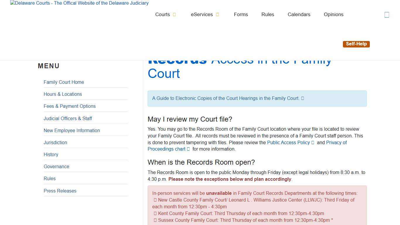 Family Court Records Access - Family Court - Delaware Courts - State of Delaware